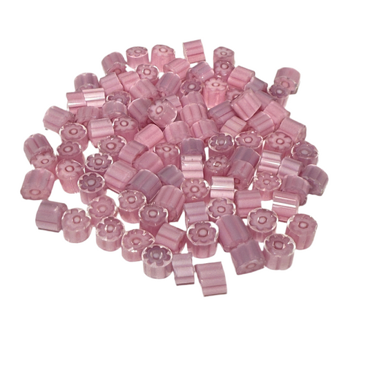 Pink flower Millefiori Effetre Glass