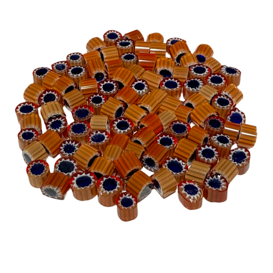 Cobalt center with White Star and Red Millefiori Effetre Glass