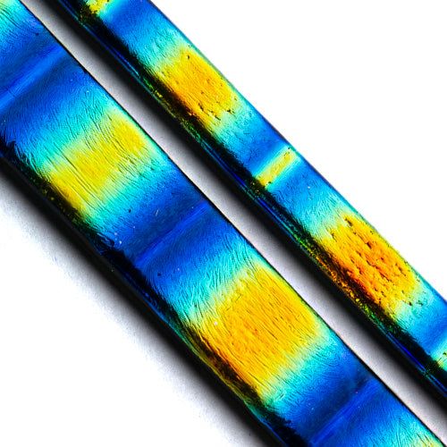 Rainbow A Dichroic on Black Strips Effetre Glass
