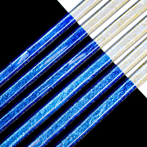 Blue Teal Dichroic on Clear Strips Effetre Glass