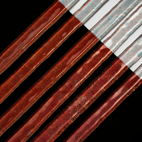 Red Dichroic on Clear Strips Effetre Glass