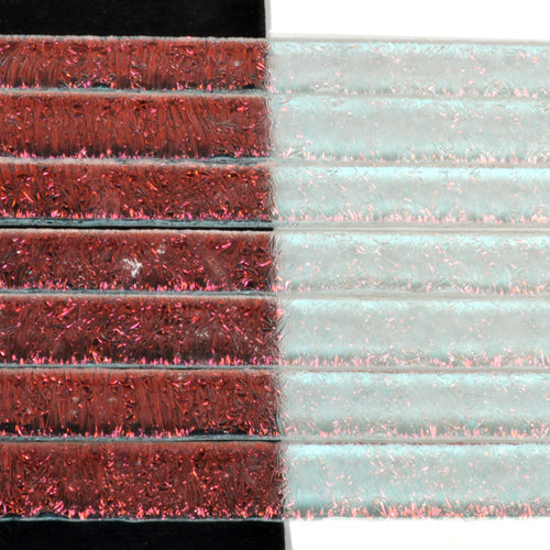 Candy Apple Red Crinkle Dichroic on Clear Strips Effetre Glass