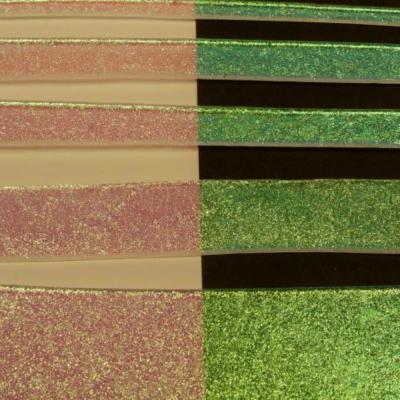 Green Dichroic on Clear Strips Effetre Glass