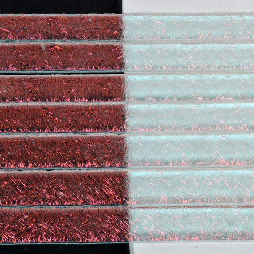 Black Cherry Crinkle Dichroic on Clear Strips Effetre Glass