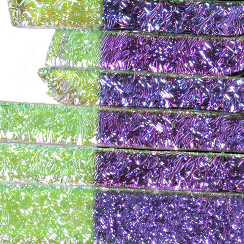 Magenta Blue Crinkle Dichroic on Clear Strips Effetre Glass