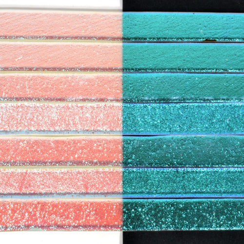 Silver Blue Dichroic on Clear Strips Effetre Glass