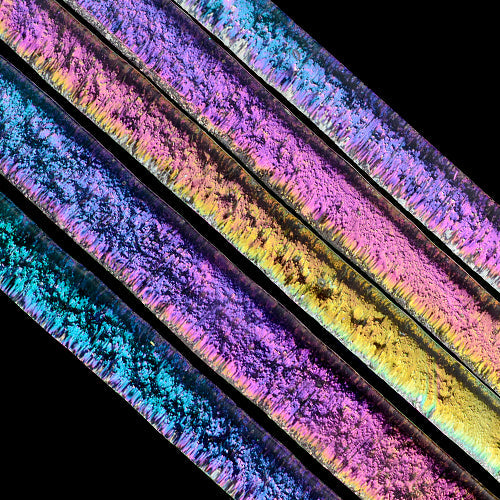 Rainbow 2 Dichroic on Clear strips Effetre Glass