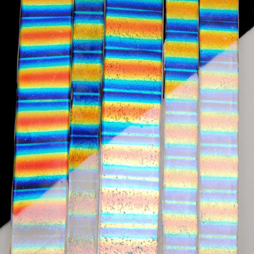 Rainbow A Dichroic on Clear Strips Effetre Glass