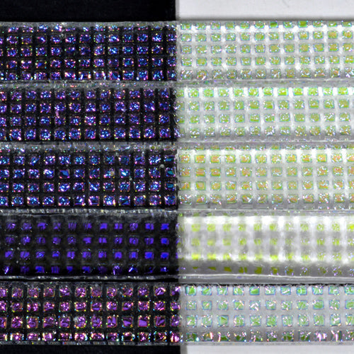 Squares .5 Crinkle Dichroic on Clear Full Sheet Effetre Glass