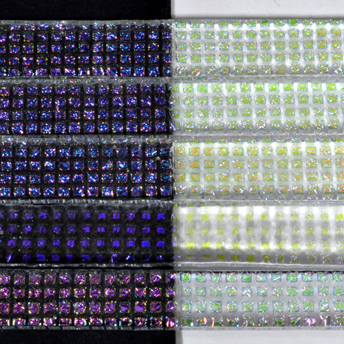 Squares .5 Crinkle Dichroic on Clear Strips Effetre Glass