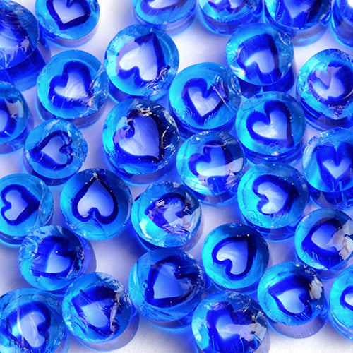Double blue with clear heart Millefiori Effetre Glass