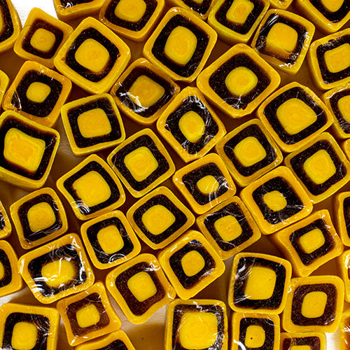 Yellow and Brown Square Millefiori Effetre Glass