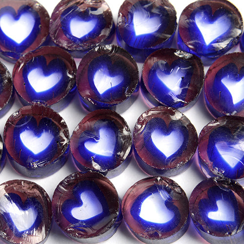 Purple and blue with clear heart Millefiori Effetre Glass