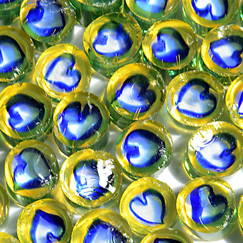 Green and blue with clear heart Millefiori Effetre Glass