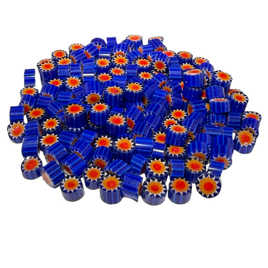 Star with red and Yellow Center Millefiori Effetre Glass