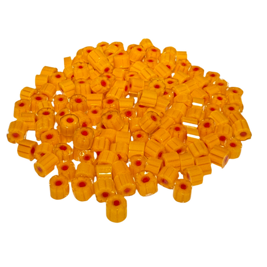 Yellow flower with red center Millefiori Effetre Glass