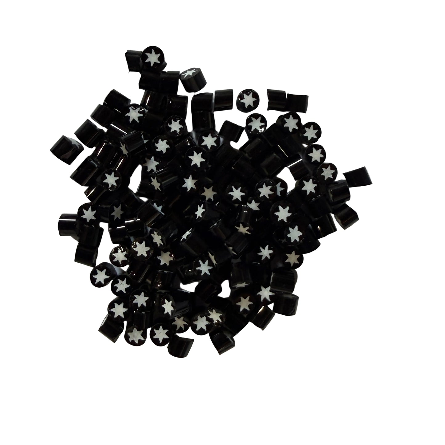 White Star with Black Background Millefiori Effetre Glass