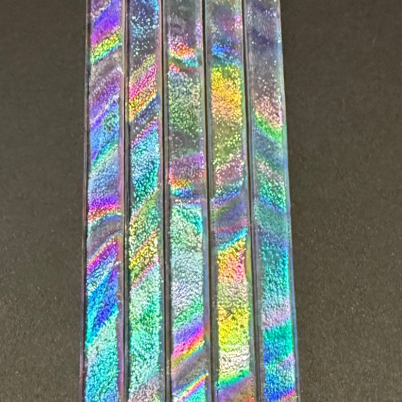 Twizzle Dichroic on Clear Strips Effetre Glass