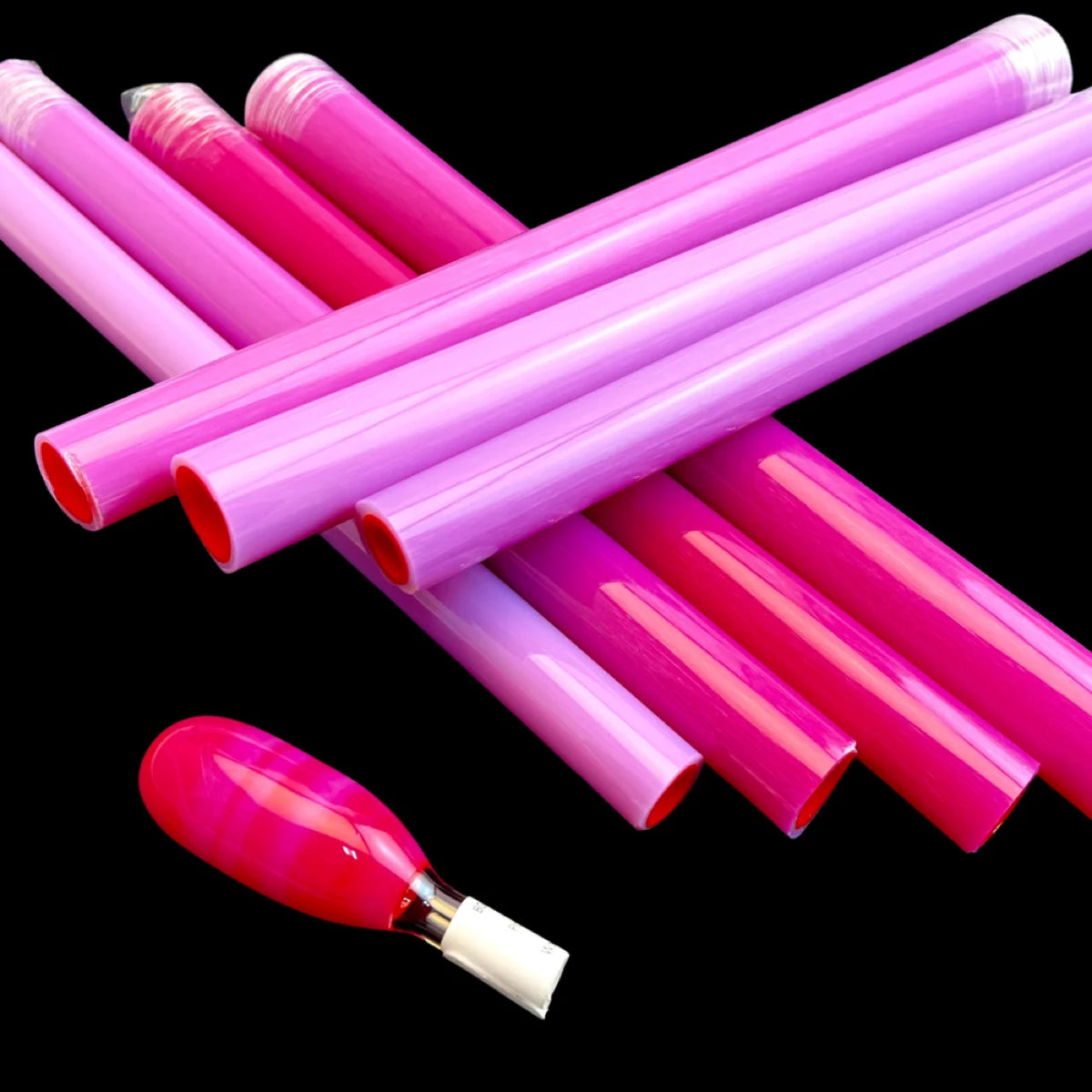 Pink Slyme over Poppy Odd WonderTube Borosilicate Glass Tubes