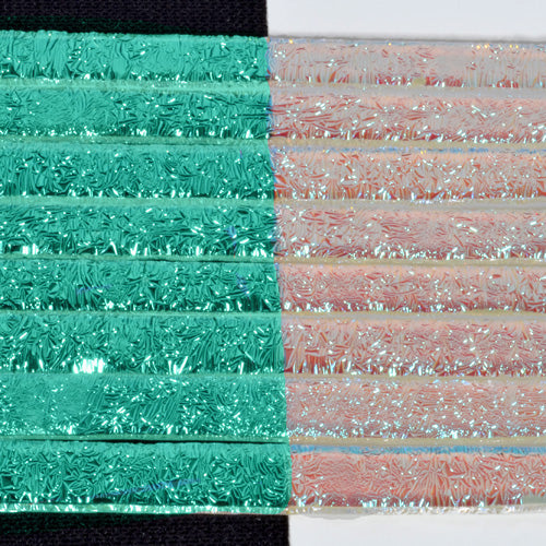 Mermaid Teal Crinkle Dichroic on Clear Strips Effetre Glass