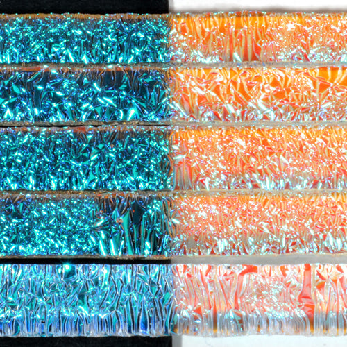 Teal Crinkle Dichroic on Clear Strips Effetre Glass