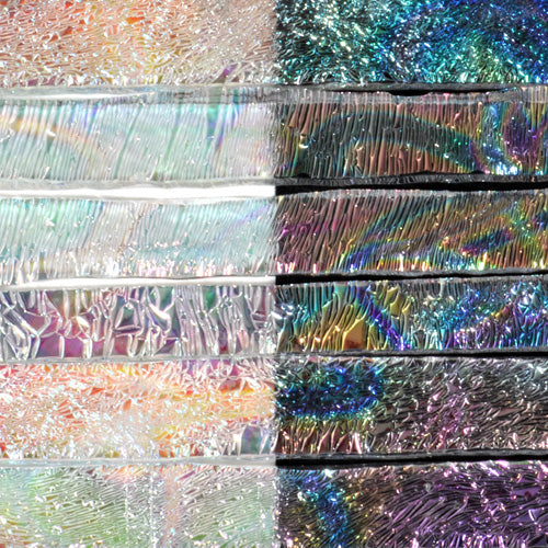 Corkscrew Crinkle Dichroic on Clear Strips Effetre Glass