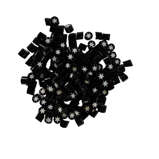 White Star with Black Background Millefiori Effetre Glass