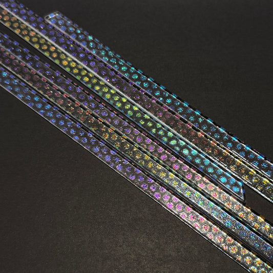 Dot 2 in Rainbow 2  on Clear Strips Effetre Glass