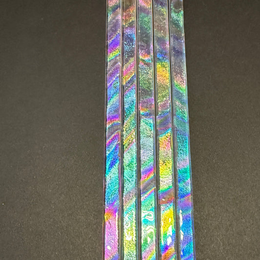 Twizzle Dichroic on Clear Strips Effetre Glass