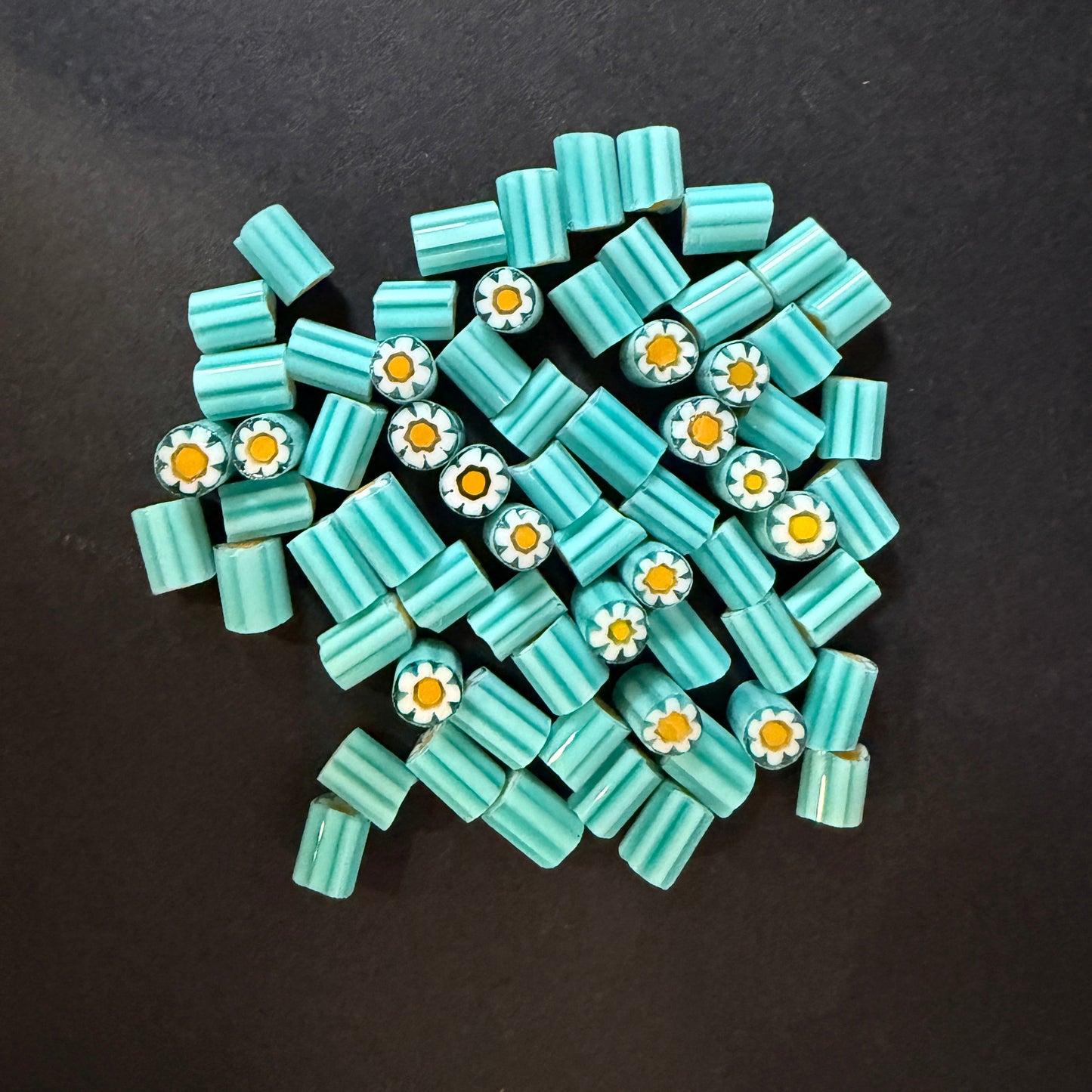 Daisy Millefiori with Teal  Effetre Glass