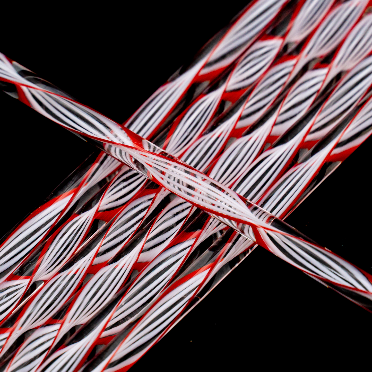 Red and White Reticello Effetre Glass